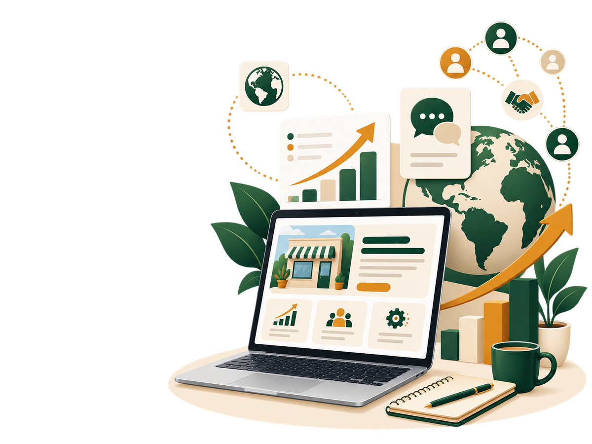 Illustration of digital tools supporting small business growth