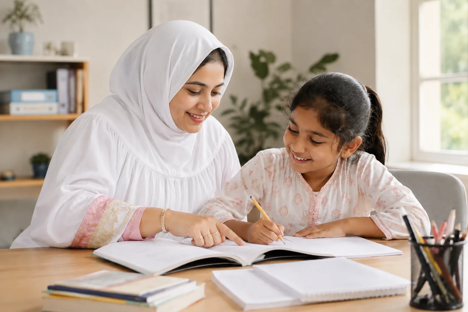 Student receiving educational guidance and learning support