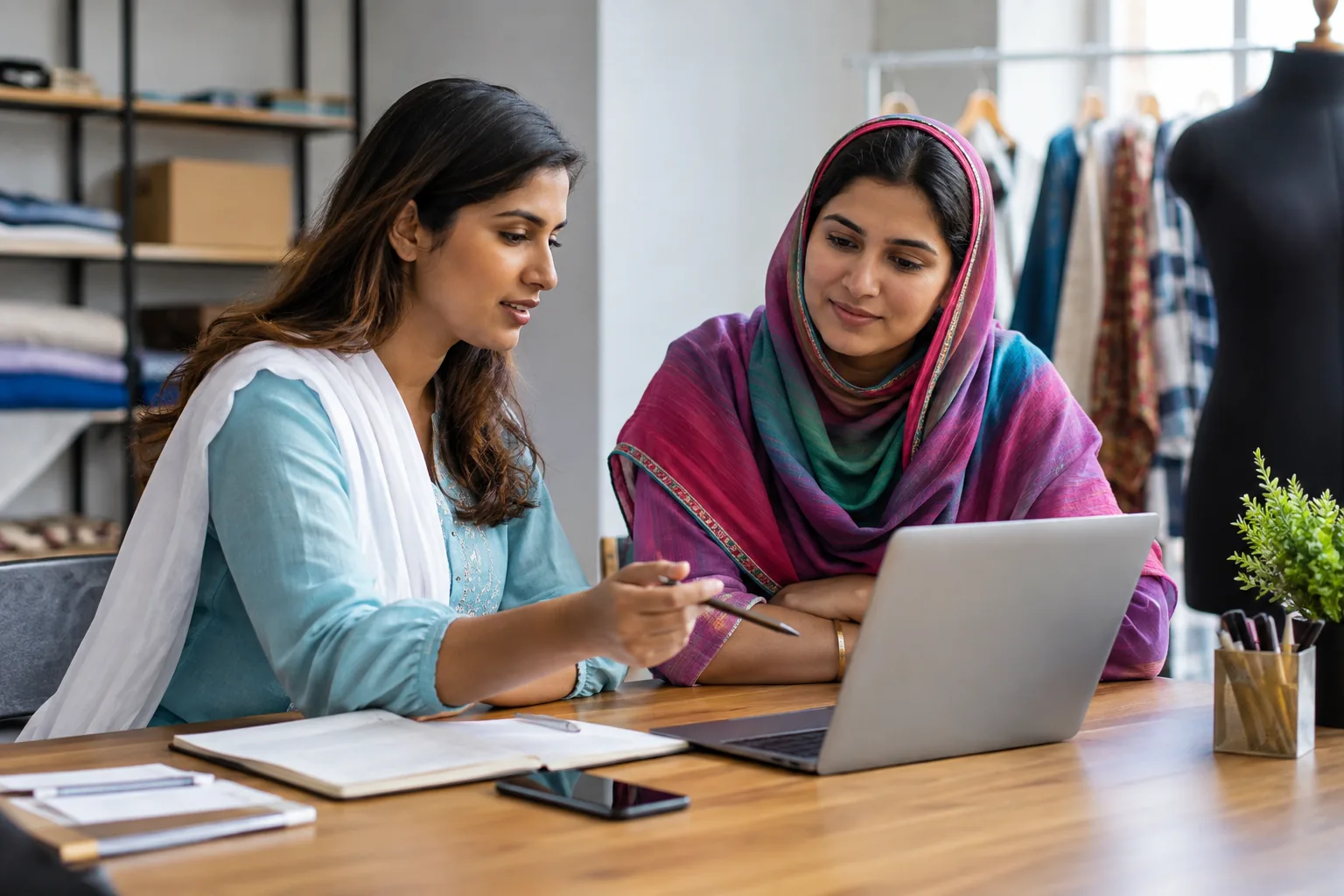 Small business owner receiving digital and website guidance
